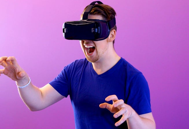 A man using VR box